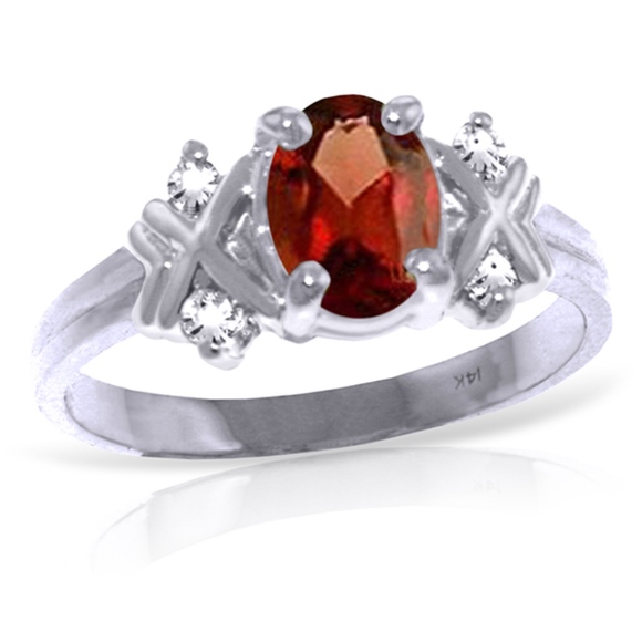 Galaxy Gold Products Jewelry - 14K. SOLID GOLD RING WITH DIAMONDS & GARNET